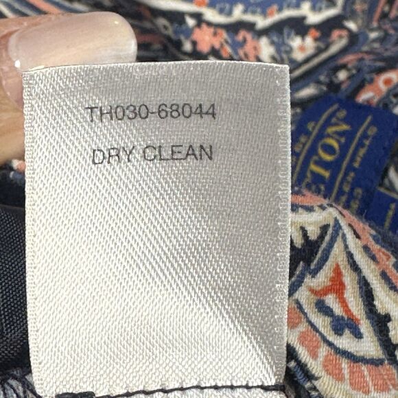 Pendleton Women’s Paisley Print Cotton Blend Ankle Pants Sz 14 Navy Coral Strech - Picture 8 of 11